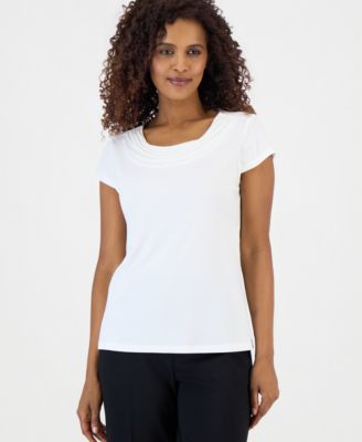 Women's Cowl Neck Cap Sleeve Top, Regular & Petites