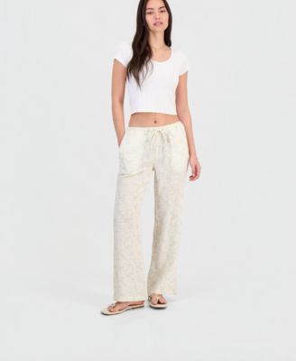 Juniors' Cotton Gauze Printed Beach Pant