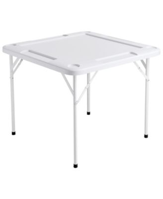 Folding Mahjong Domino Table with Green Top and Cup Holders