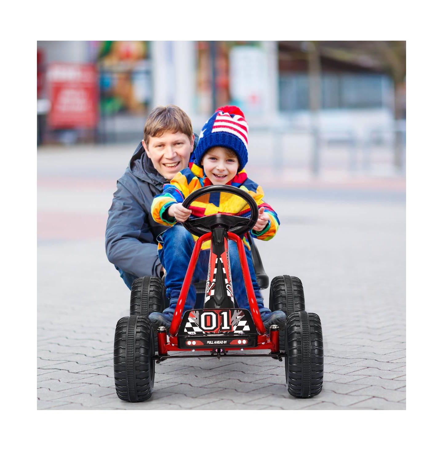 Детская игрушка GIVIMO 4-Wheel Pedal-Powered Ride-On Car with Adjustable Seat, 66 lbs Capacity, Ages 3+, цвет: Красный — фото 4