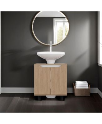 Jerome Under Sink Storage Cabinet with Open Shelves for Bathroom Organization, Natural oak