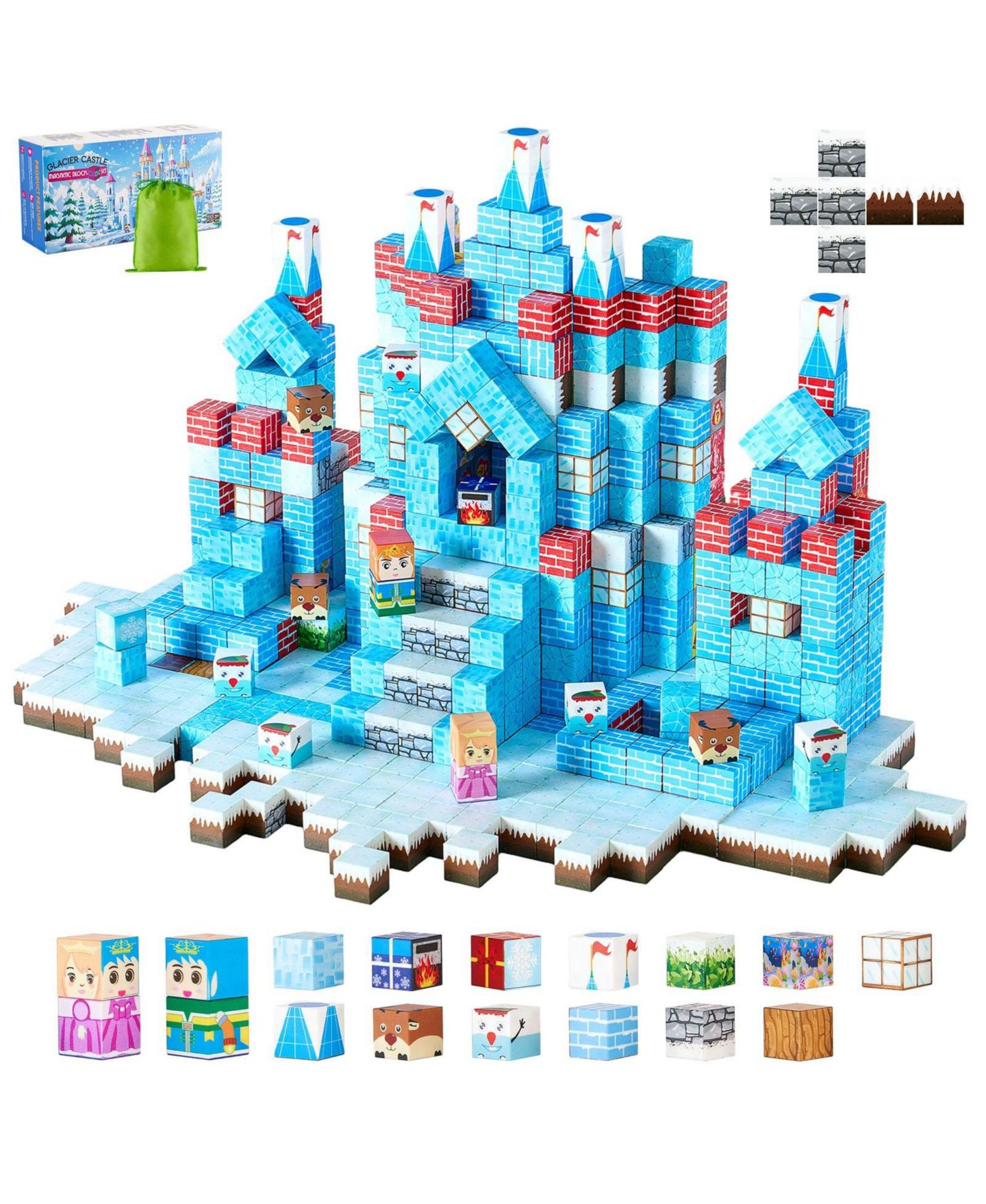 Детский конструктор SUGIFT Glacier Castle 150-Piece Magnetic Building Set, Ages 3+, цвет: Синий — фото 11