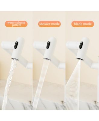 Rotatable Bathroom Faucet with Temperature Display in Fahrenheit (Batteries-Free), 3 Water Outlet Modes