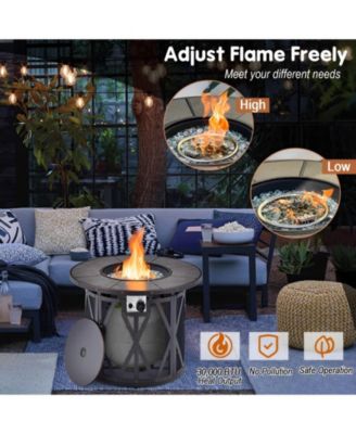 32 Inch 30000 BTU Fire Pit Table with Fire Glasses and PVC Cover
