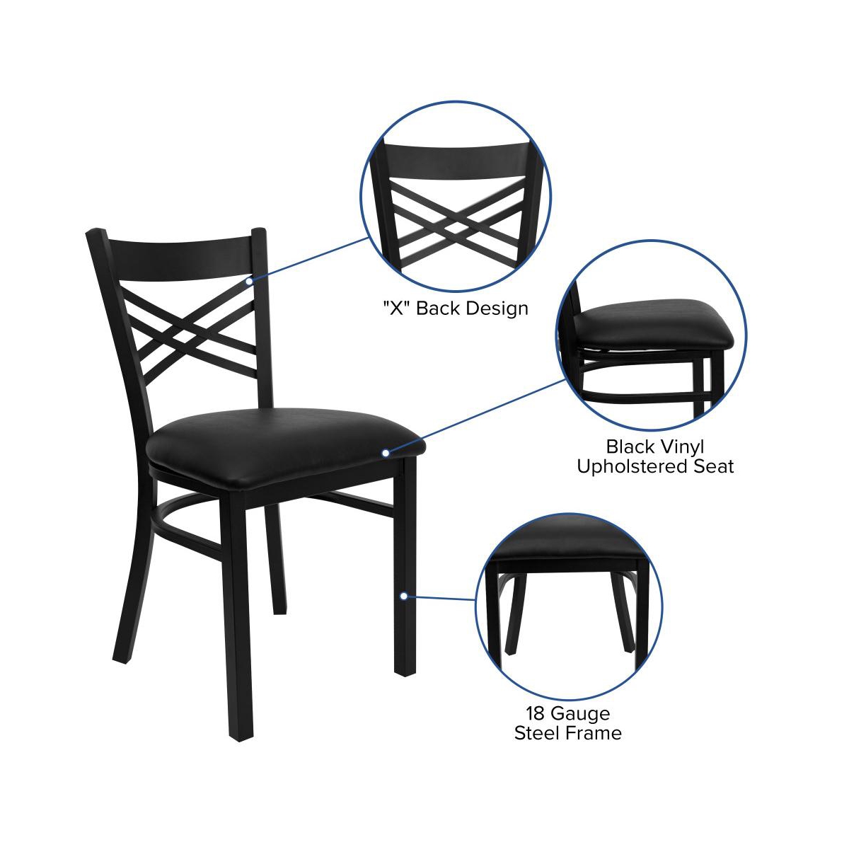 Emma+Oliver X" Back Metal Restaurant Dining Chair