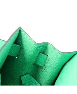  Kelly 28 Handbag Green Epsom with Palladium Hardware