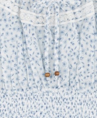 Girls' 7-16 Floral Printed Smocked Top and Skort, 2-Piece Set