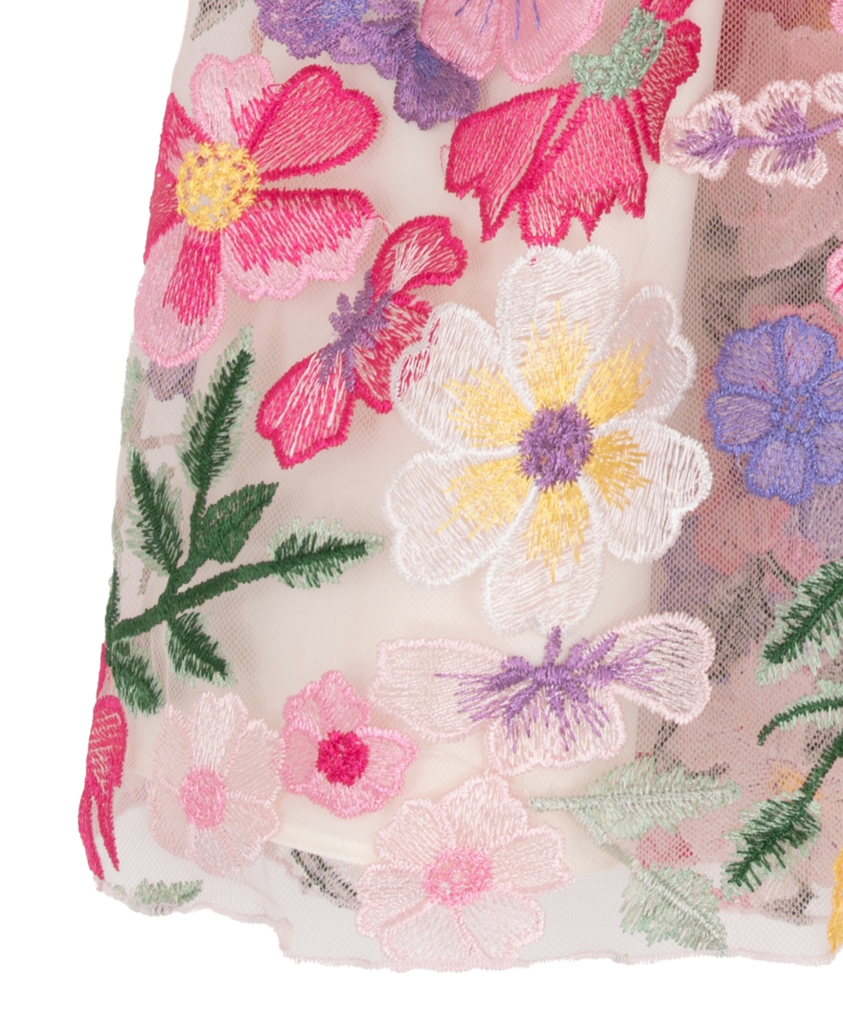 Rare Editions Girls' 7-16 Floral Embroidered Square Neck Dress