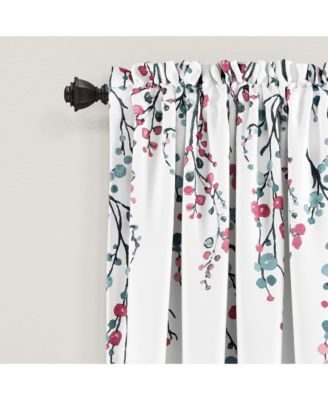 Mirabelle Watercolor Floral Window Curtain Panels Pair 52"W x 84"L +2" - Floral Curtains For Bedroom - Living Room Curtains
