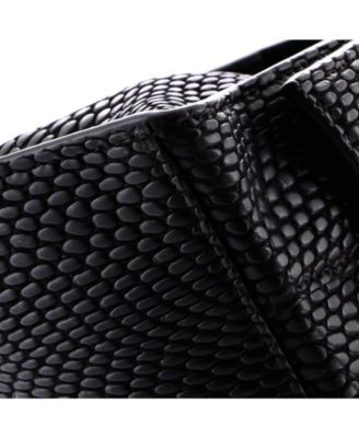 Small Hourglass Top Handle Bag Embossed Leather