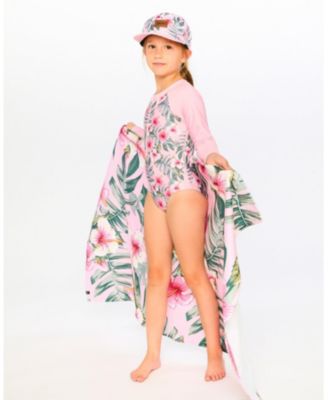 Girl Beach Towel Pink Hibiscus Print - Toddler|Child