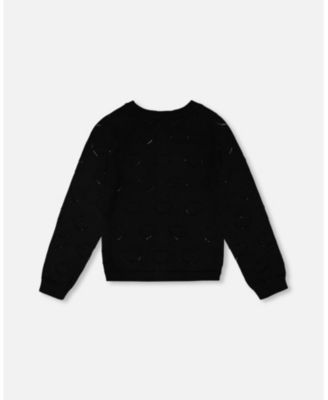 Baby Girls Pointelle Knit Cardigan Black