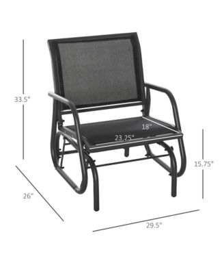Black Outsunny Porch Glider Metal Frame Mesh Fabric Curved Armrests Steel Frame for Garden Poolside Backyard Balcony