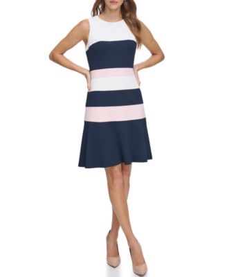 Women's Colorblocked Scuba Crepe Sleeveless Dress