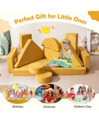 Kids 14-Piece Modular Play Couch Set for Playroom or Bedroom