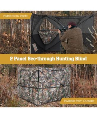 Pop-Up 2-Panel Ground Blind Fence with 3 Shoot-Through Ports, Hunting Screen