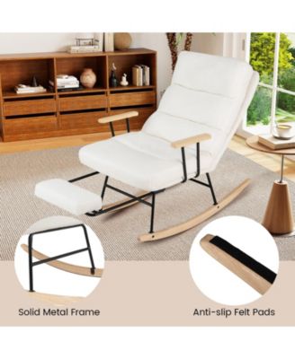 Nursery Rocking Chair with Teddy Velvet Upholstery