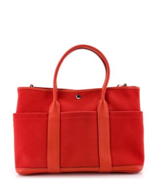 36 Garden Party Pockets Tote Toile and Leather