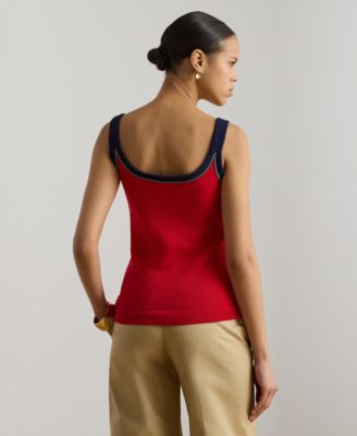 Women's Two-Tone Scoop Neck Sweater Tank Top