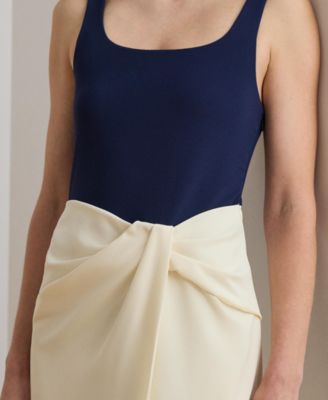 Women's Two-Tone Ottoman & Crepe Sleeveless Gown