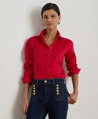 Women's Point Collar Button Placket Shirt