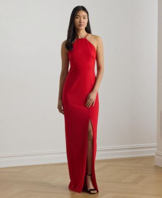 Lauren Ralph Lauren - Women's Double-Faced Crepe Halter Neck Gown