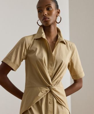 Women's Twist-Front Collared Shirt Dress
