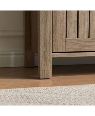 Shoe Cabinet with Slat Style Vented Doors Entryway Storage