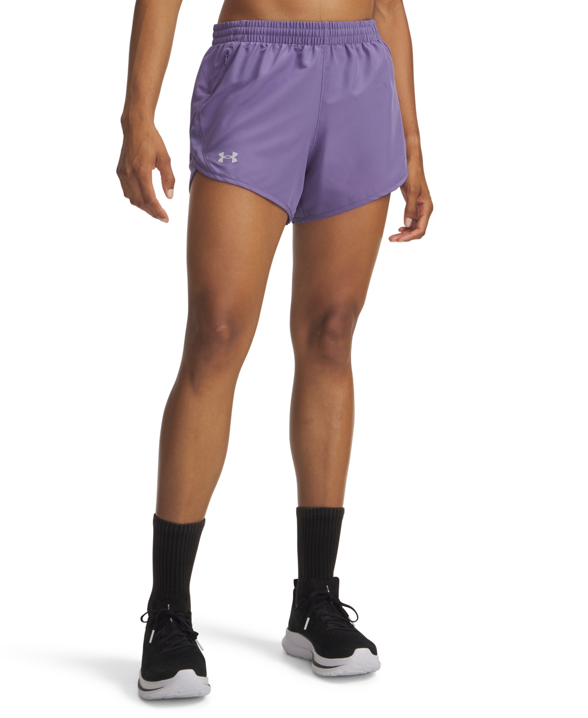 Under Armour Women's Fly By Mesh-Panel Running Shorts - Purple Luxe