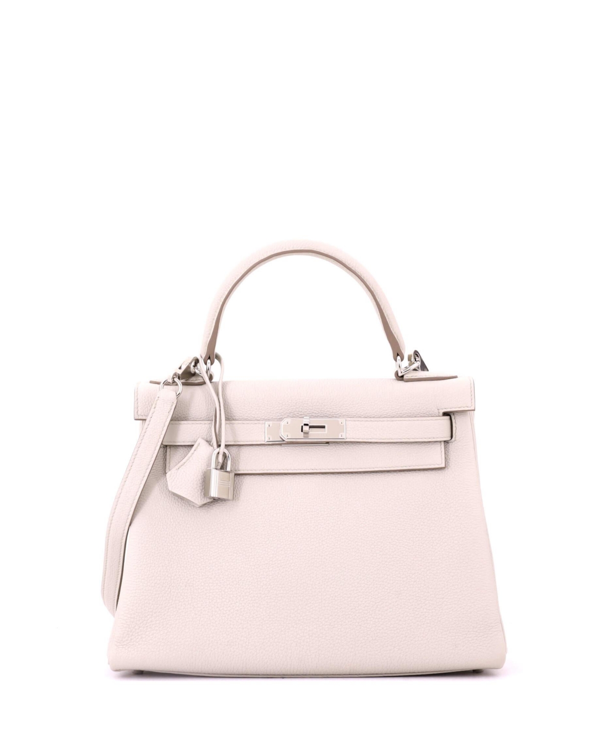Pre-Owned HERMES Kelly 28 Handbag Light Togo with Palladium Hardware
