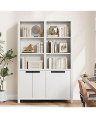 Tall Bookshelf with Double Storage, 6-Tier Large Bookshelf, Double Wide Bookshelves w/ 12 Cubbies, Wide Freestanding Bookcases for Livingroom