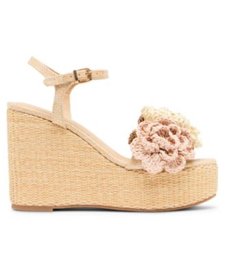 Women's Shore Raffia Flower Platform Wedge Sandals