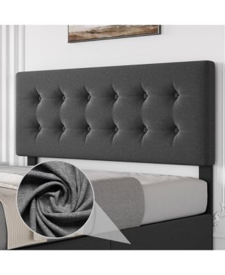 Queen Bed Frame with Headboard & 4 Storage Drawers, Square Stitched Button Tufted Platform