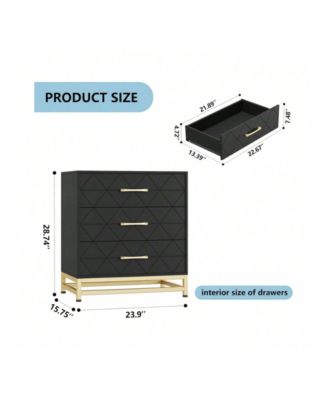 White 3-Drawer Wood Dresser, Bedroom Nightstand Storage Chest Organizer for Closet Clothes