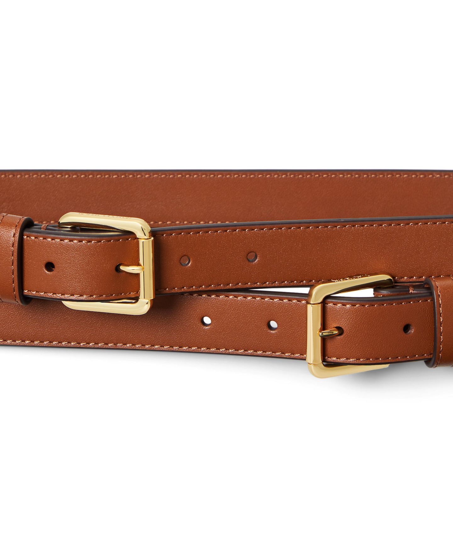 Женский ремень Lauren Ralph Lauren Double-Buckle Stacked Wide, цвет: Рыжевато-коричневый — фото 2