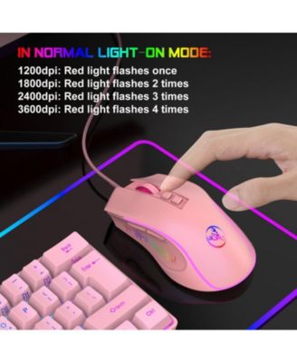 Wired Gaming Mouse, 3600 DPI Adjustable, 7-Color RGB Backlit, Ergonomic Plug & Play Mouse for PC Laptop Gamers & Office Workers