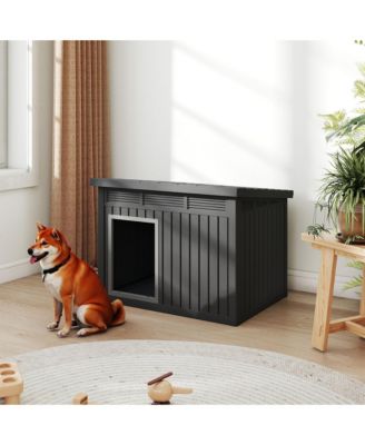 259 inclined top air pole kennel gray and black Spacious All Season Dog Cage with Elevated Base and Weatherproof Construction