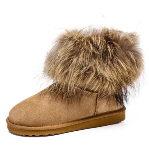 Женские ботинки PAZSTOR Shearling and Raccoon Hair Boots CY2469, цвет: Каштановый
