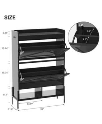 Shoe Storage Cabinet with 2 Flip Drawers, Freestanding Shoe Organizer for Entryway, Hallway