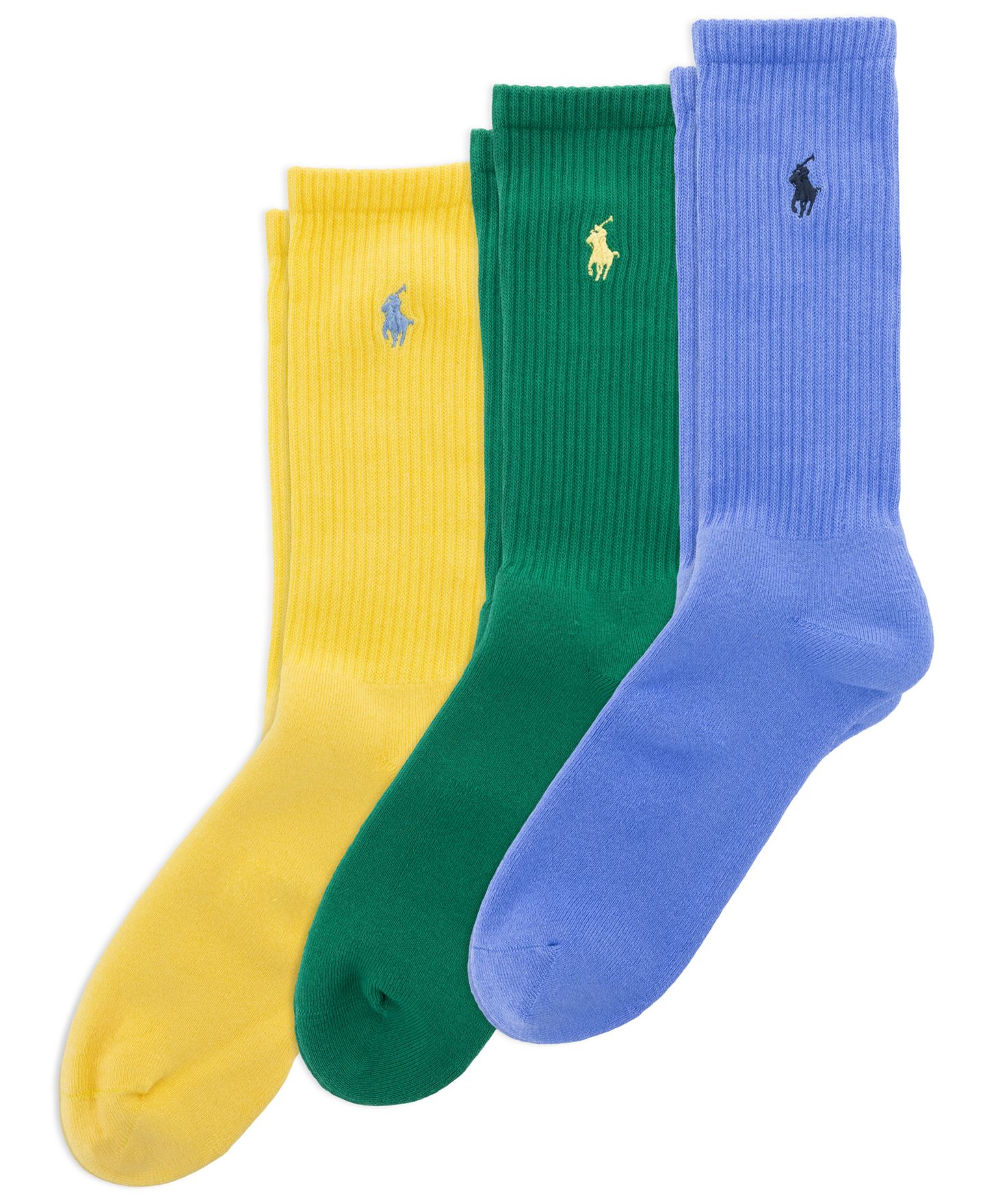 Носки Foot для мужчин, средней высоты, в рубчик, 3 шт. — Polo Ralph Lauren, цвет: Синий / Зелёный — фото 1