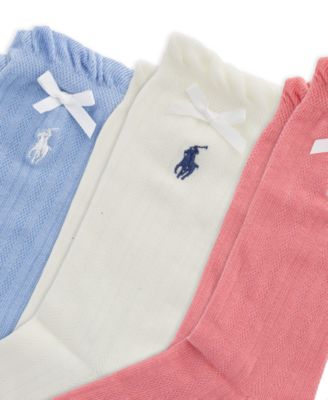 Girls' 4-11 Ribbon Pointelle Socks, 3-Pack