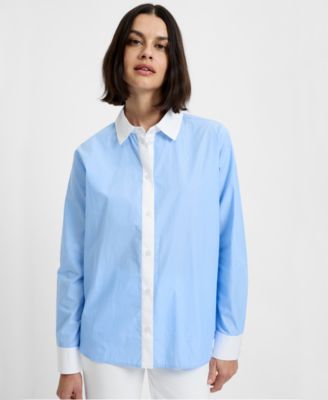Women's Collared Neck Poplin Shirt