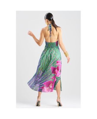 Women's Orchid - Silk Cotton Voile Halter Dress