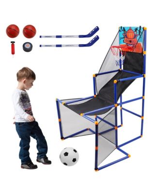 Kids 3-in-1 Sports Set - Basketball, Soccer & Hockey Game Center with Scoreboard