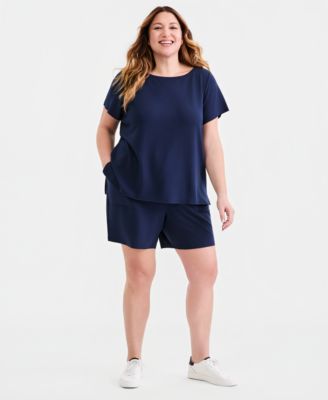 Plus Size Lux Soft French Terry Raw-Hem Top