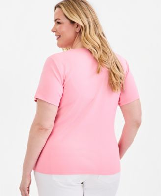Plus Size Short-Sleeve V-Neck Top