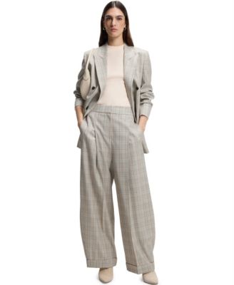 BOSS by Women's Stretch Wool Oversized-Fit Pants