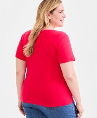 Women's Plus Size Short-Sleeve Scoop-Neck Top