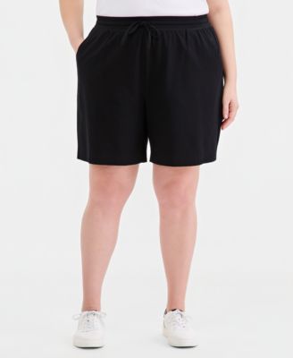 Plus Size Solid Knit Shorts