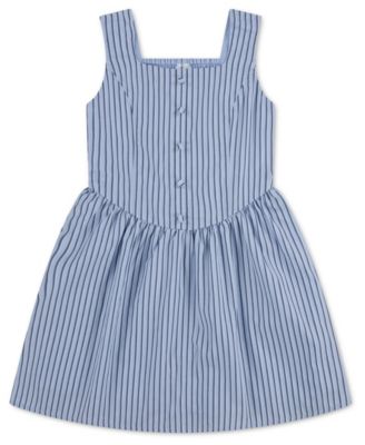 Girls' Faux Button Square Neck Mini Dress